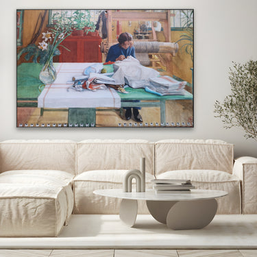 Quadro Stampa su Tela Ragazza che cuce, Carl Larsson - CupidoDesign