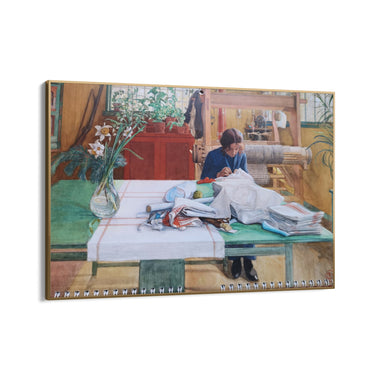 Quadro Stampa su Tela Ragazza che cuce, Carl Larsson - CupidoDesign