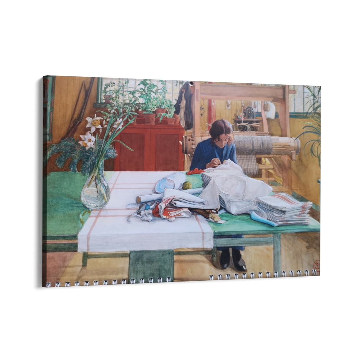 Quadro Stampa su Tela Ragazza che cuce, Carl Larsson - CupidoDesign