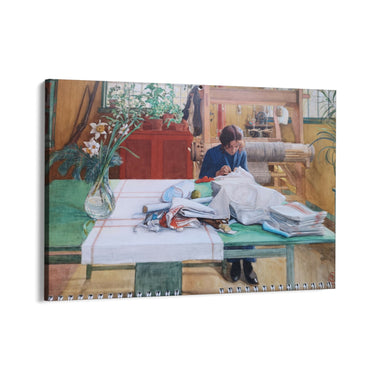 Quadro Stampa su Tela Ragazza che cuce, Carl Larsson - CupidoDesign
