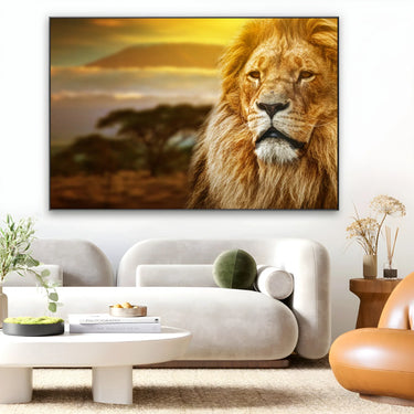 Quadro Stampa su Tela Re del tramonto, Savana - CupidoDesign