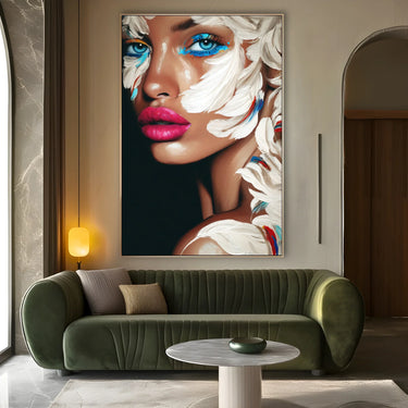 Quadro Stampa su Tela Sguardo Azzurro - CupidoDesign