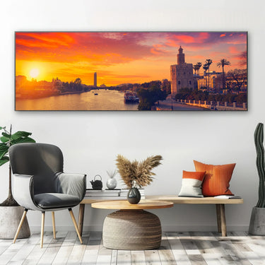 Quadro Stampa su Tela Torre del Oro al Tramonto, Siviglia - CupidoDesign