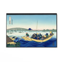 Quadro Stampa su Tela Tramonto attraverso il ponte Ryōgoku dalla riva del fiume Sumida a Onmayagashi, Katsushika Hokusai - CupidoDesign
