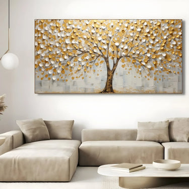 Quadro Stampa su Tela Albero Solare Gold - CupidoDesign
