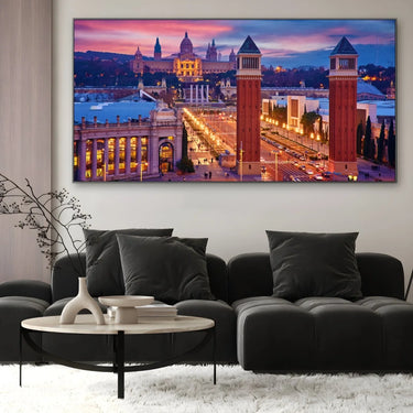 Quadro Stampa su Tela Barcellona di Notte, Spagna - CupidoDesign