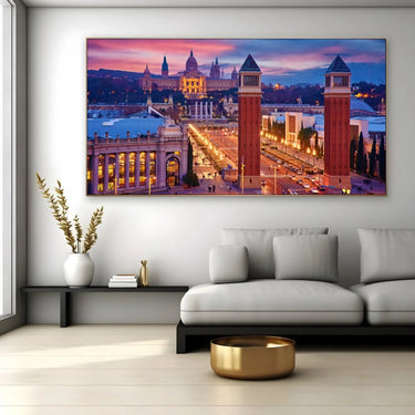 Quadro Stampa su Tela Barcellona di Notte, Spagna - CupidoDesign