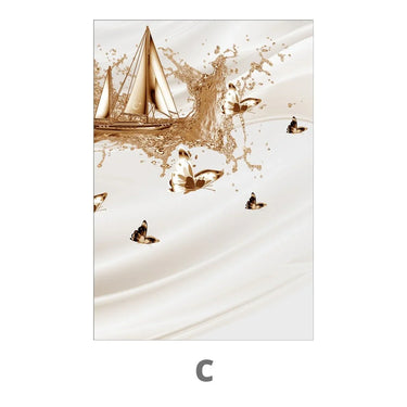 Quadro Stampa su Tela Barchetta nel Flusso Set da 3 50x70cm Con Cornice Bianca - CupidoDesign