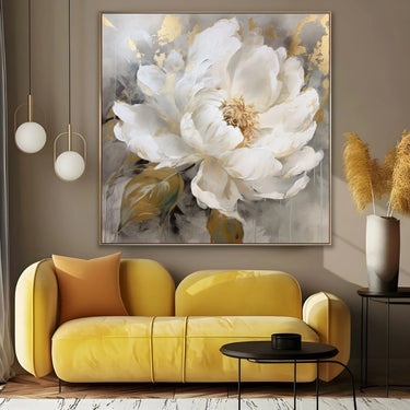 Quadro Stampa su Tela Bianca Peonia - CupidoDesign