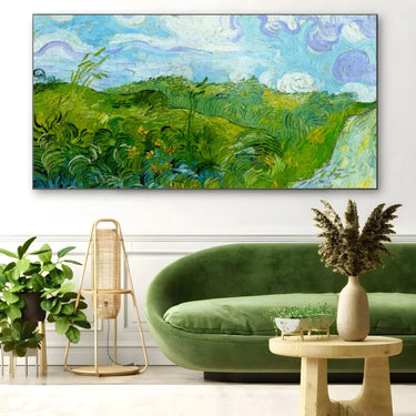 Quadro Stampa su Tela Campi di grano verde, Vincent Van Gogh - CupidoDesign