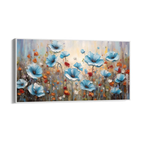 Quadro Stampa su Tela Campo dei papaveri azzurri - CupidoDesign