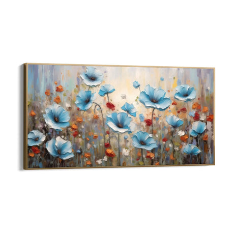Quadro Stampa su Tela Campo dei papaveri azzurri - CupidoDesign