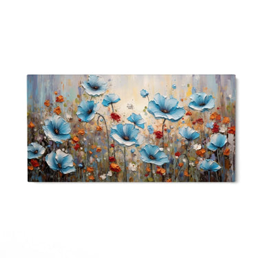 Quadro Stampa su Tela Campo dei papaveri azzurri - CupidoDesign
