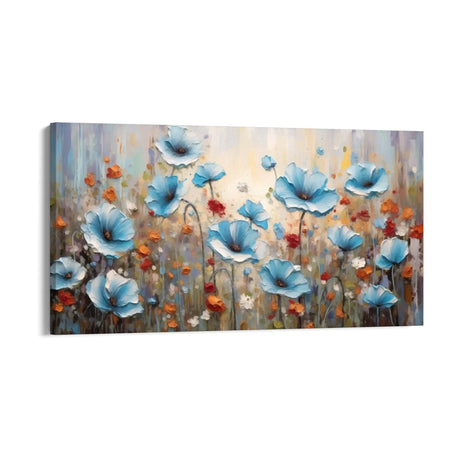 Quadro Stampa su Tela Campo dei papaveri azzurri - CupidoDesign