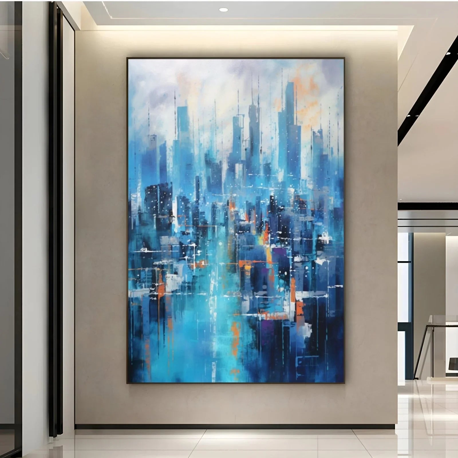 Quadro Stampa su Tela Città Azzurra - CupidoDesign