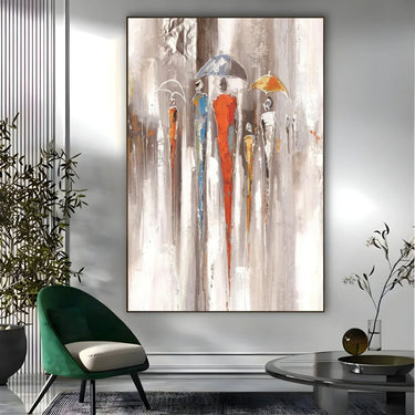 Quadro Stampa su Tela Colori Nella Pioggia 70x100cm Con Cornice Oro - CupidoDesign