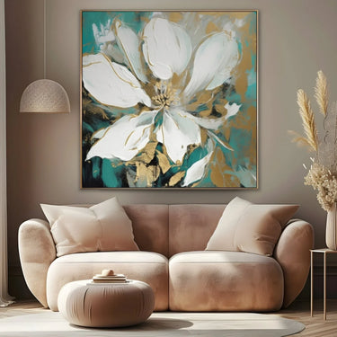 Quadro Stampa su Tela Dama di Fiori Bianchi - CupidoDesign