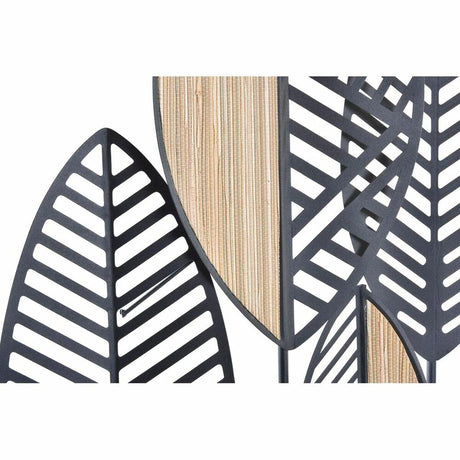 Wall Decoration DKD Home Decor Black Metal Wood Brown Modern Plant Leaf (81 x 4 x 102 cm)