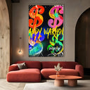 Quadro Stampa su Tela Dollar Sign Graffiti - CupidoDesign