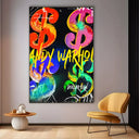 Quadro Stampa su Tela Dollar Sign Graffiti - CupidoDesign