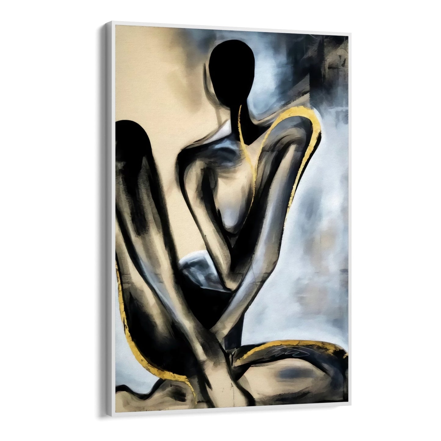 Abstrakt kvinde 70x100 cm med hvid ramme