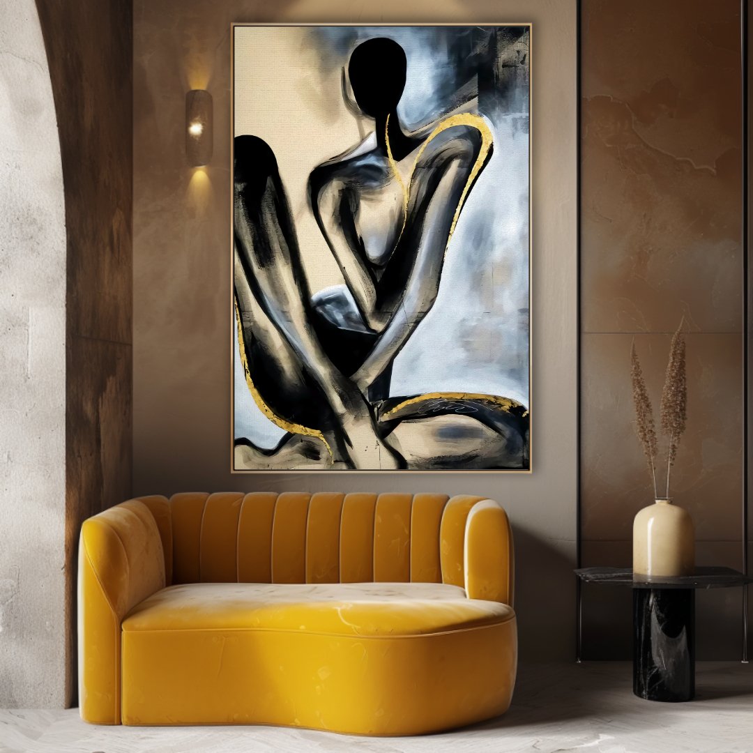Femme abstraite 80x120cm avec cadre noir