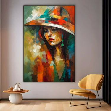 Quadro Stampa su Tela Donna con cappello - CupidoDesign