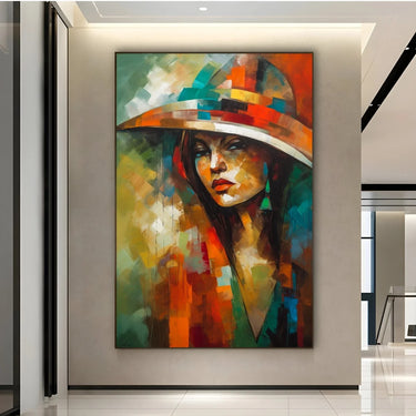 Quadro Stampa su Tela Donna con cappello - CupidoDesign