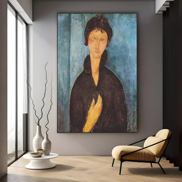 Quadro Stampa su Tela Donna dagli occhi azzurri, Amedeo Modigliani - CupidoDesign