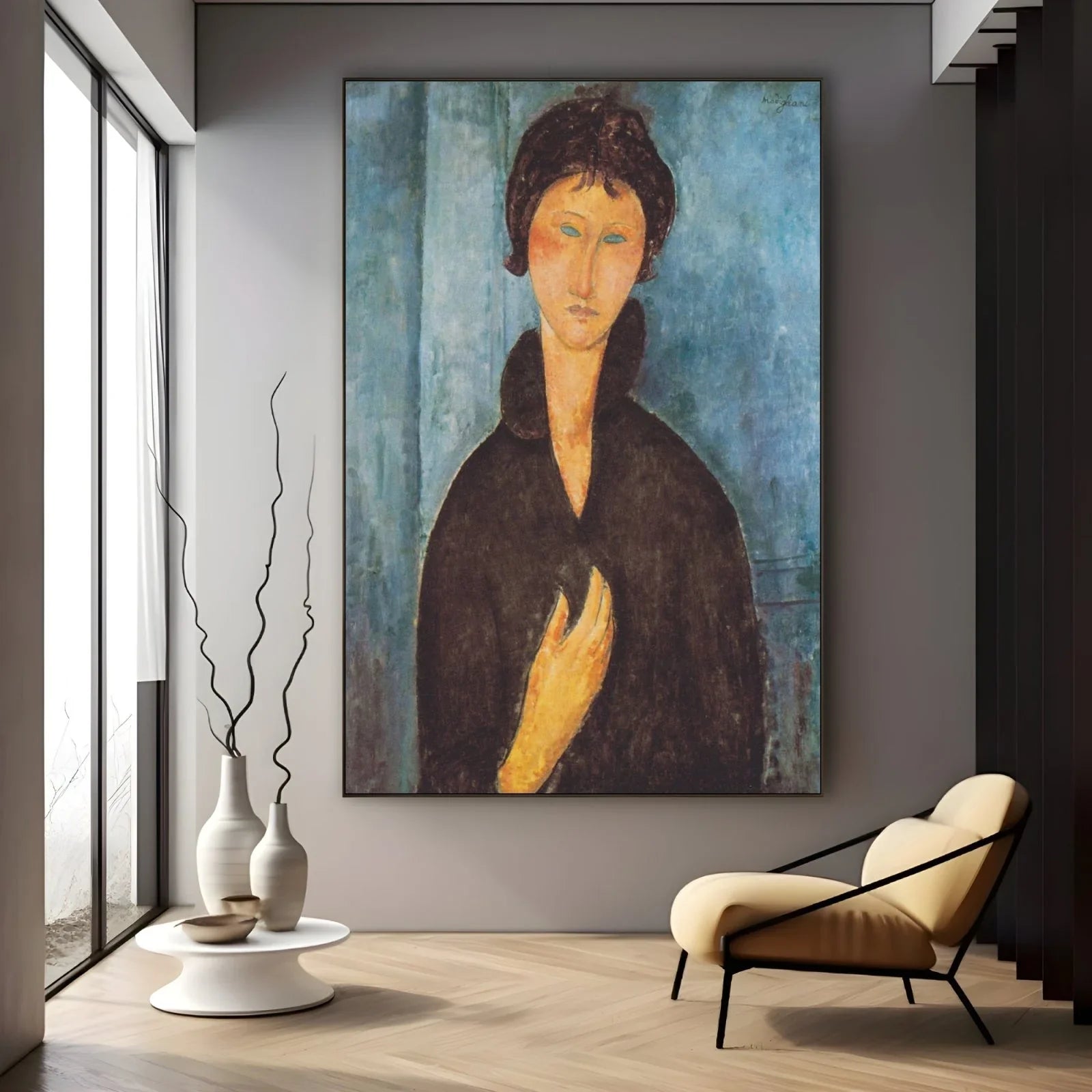 Quadro Stampa su Tela Donna dagli occhi azzurri, Amedeo Modigliani - CupidoDesign