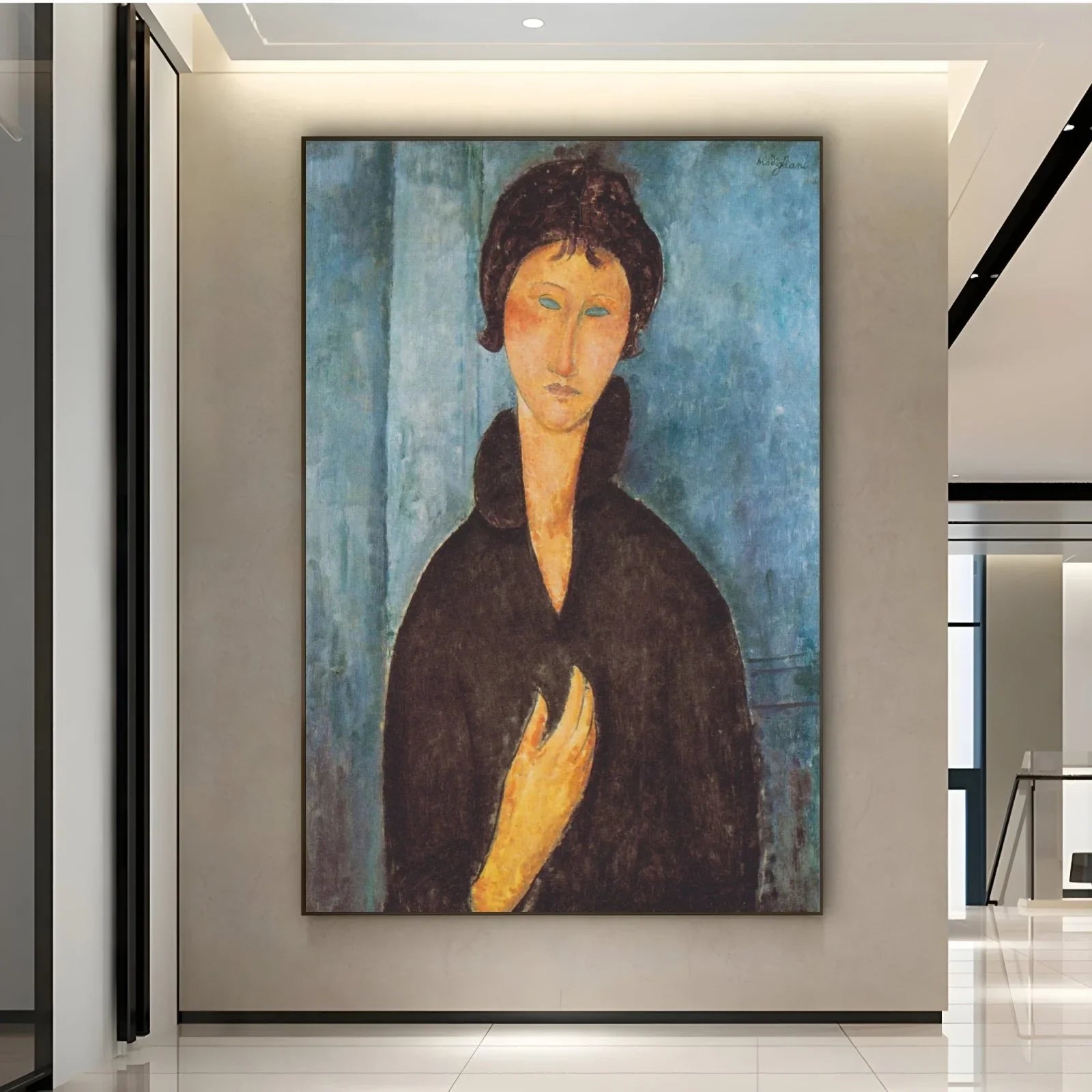 Quadro Stampa su Tela Donna dagli occhi azzurri, Amedeo Modigliani - CupidoDesign