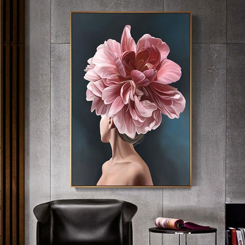 3 70x100 cm gėlių elegancijos rinkinys su juodu rėmeliu