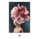 Quadro Stampa su Tela Eleganza Floreale Set da 3 70x100cm Con Cornice Nera - CupidoDesign