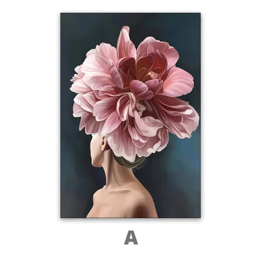 Quadro Stampa su Tela Eleganza Floreale Set da 3 70x100cm Con Cornice Nera - CupidoDesign