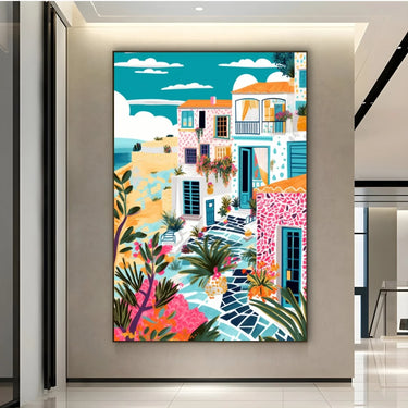 Quadro Stampa su Tela Estate in Grecia - CupidoDesign