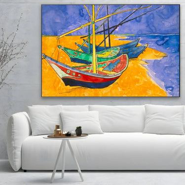 Quadro Stampa su Tela Fishing Boats on the Beach I, Vincent Van Gogh - CupidoDesign