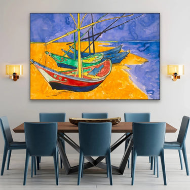 Quadro Stampa su Tela Fishing Boats on the Beach I, Vincent Van Gogh - CupidoDesign