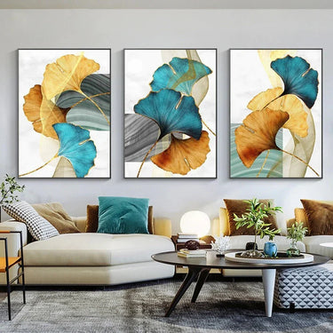 Quadro Stampa su Tela Foglie d'autunno Set da 3 50x70cm - CupidoDesign