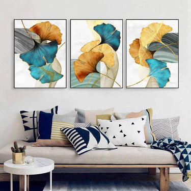 Quadro Stampa su Tela Foglie d'autunno Set da 3 50x70cm - CupidoDesign