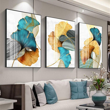 Quadro Stampa su Tela Foglie d'autunno Set da 3 50x70cm - CupidoDesign
