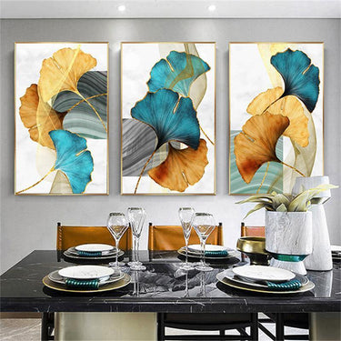 Quadro Stampa su Tela Foglie d'autunno Set da 3 50x70cm - CupidoDesign