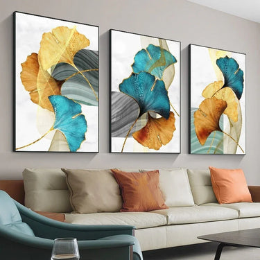 Quadro Stampa su Tela Foglie d'autunno Set da 3 50x70cm - CupidoDesign