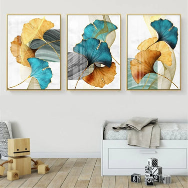 Quadro Stampa su Tela Foglie d'autunno Set da 3 50x70cm - CupidoDesign