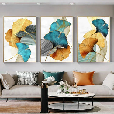 Quadro Stampa su Tela Foglie d'autunno Set da 3 50x70cm - CupidoDesign