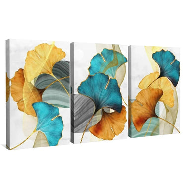 Quadro Stampa su Tela Foglie d'autunno Set da 3 50x70cm - CupidoDesign