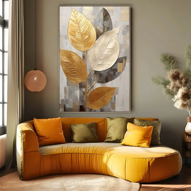Quadro Stampa su Tela Foglie dorate - CupidoDesign