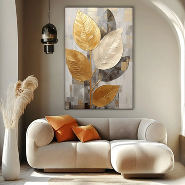Quadro Stampa su Tela Foglie dorate - CupidoDesign