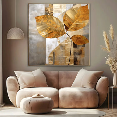 Quadro Stampa su Tela Foglie Lussuose 90x90cm - CupidoDesign