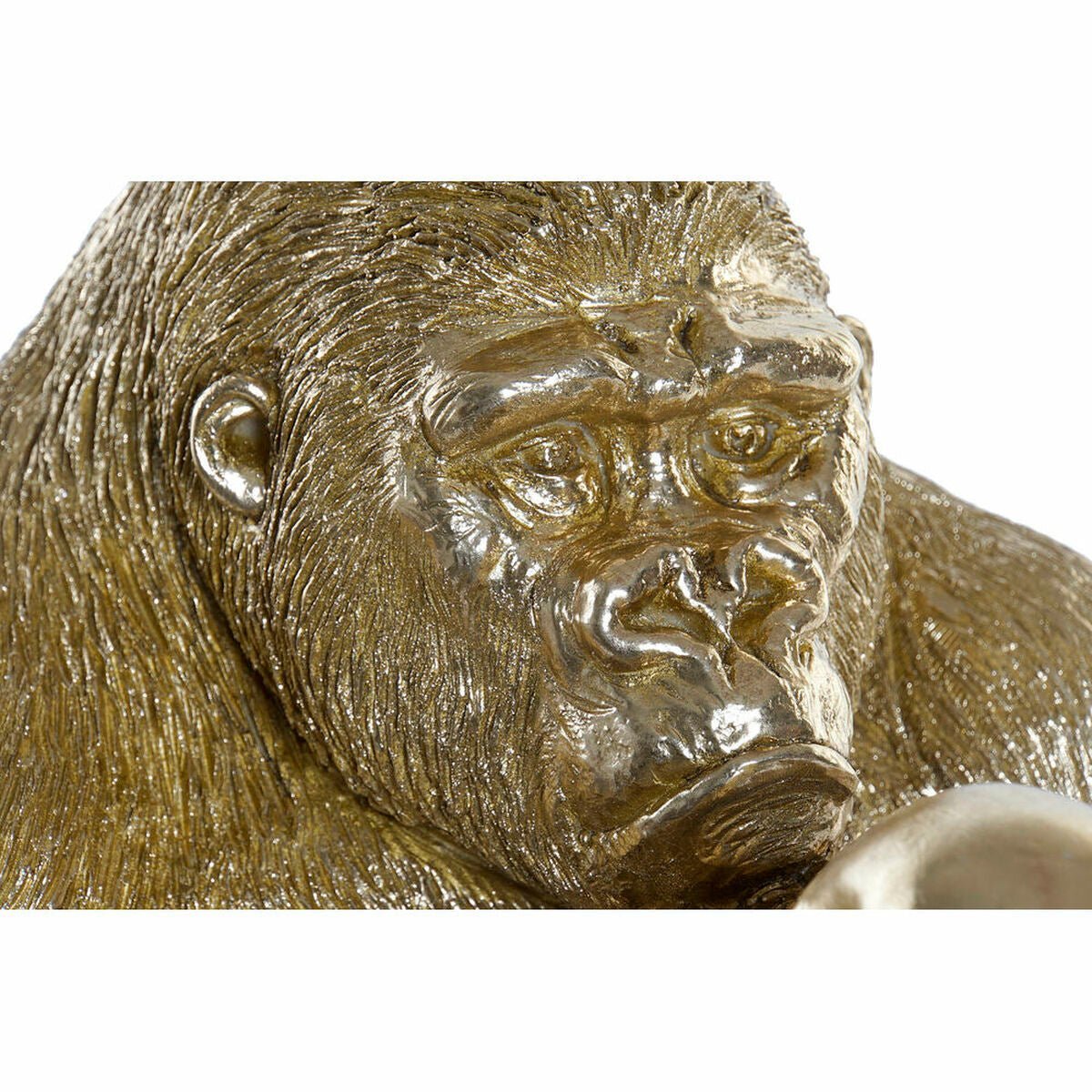Gylden gorilla med kugle 33 x 33 x 43 cm