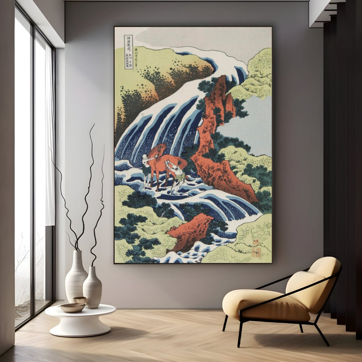 La Cascata del Lavaggio dei Cavalli, Katsushika Hokusai - CupidoDesign